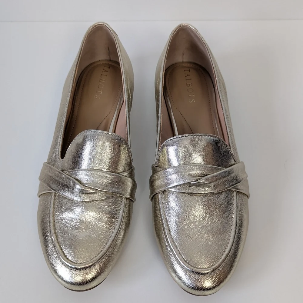 Talbots Gold Leather Loafers Women's 8.5
